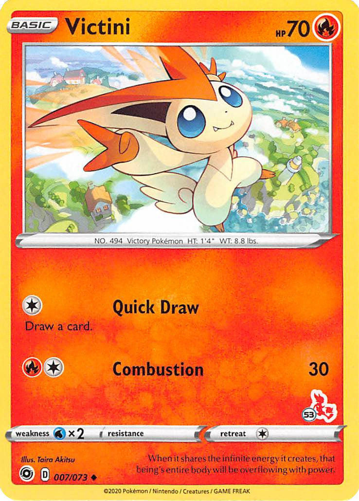 Victini (007/073) (Cinderace Stamp #53) [Battle Academy 2022] | Exor Games Bridgewater