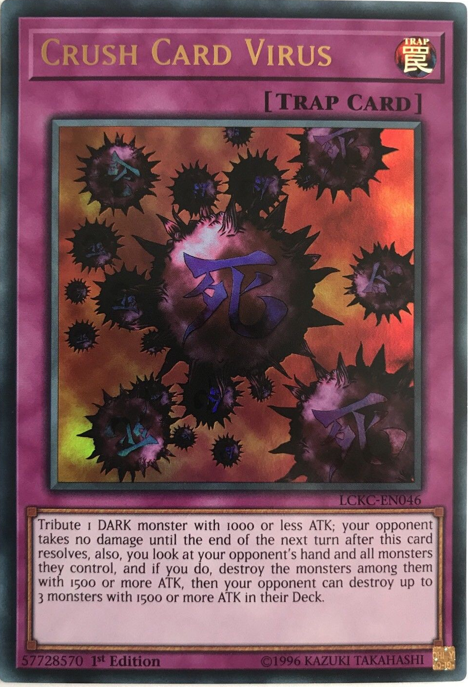 Crush Card Virus (Version 1) [LCKC-EN046] Ultra Rare | Exor Games Bridgewater