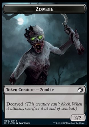 Zombie (005) // Beast (008) Double-sided Token [Innistrad: Midnight Hunt Tokens] | Exor Games Bridgewater