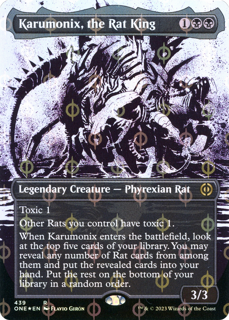 Karumonix, the Rat King (Borderless Ichor Step-and-Compleat Foil) [Phyrexia: All Will Be One] | Exor Games Bridgewater