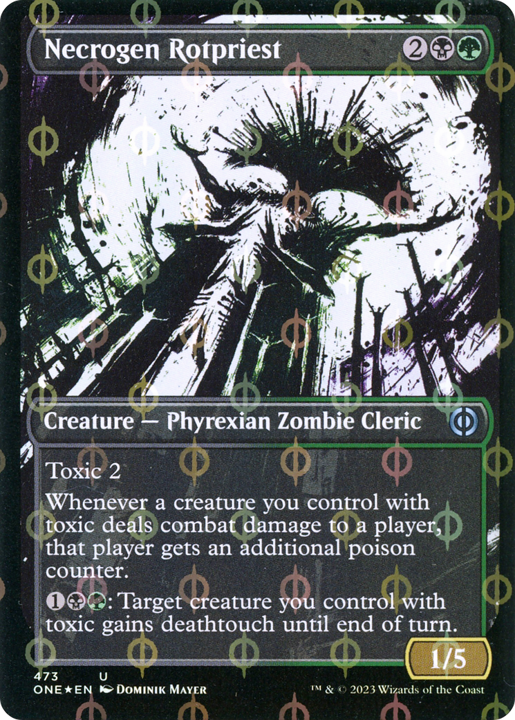 Necrogen Rotpriest (Borderless Ichor Step-and-Compleat Foil) [Phyrexia: All Will Be One] | Exor Games Bridgewater