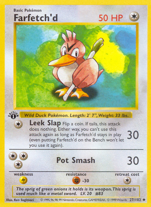 Farfetch'd (27/102) (Shadowless) [Base Set 1st Edition] | Exor Games Bridgewater