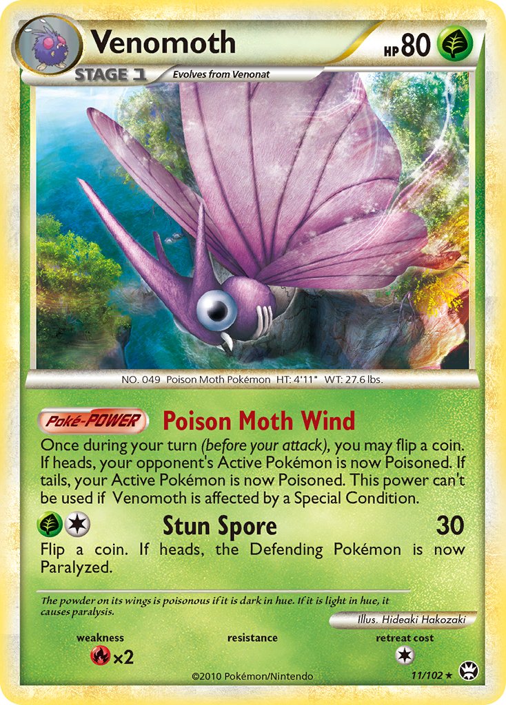 Venomoth (11/102) (Theme Deck Exclusive) [HeartGold & SoulSilver: Triumphant] | Exor Games Bridgewater