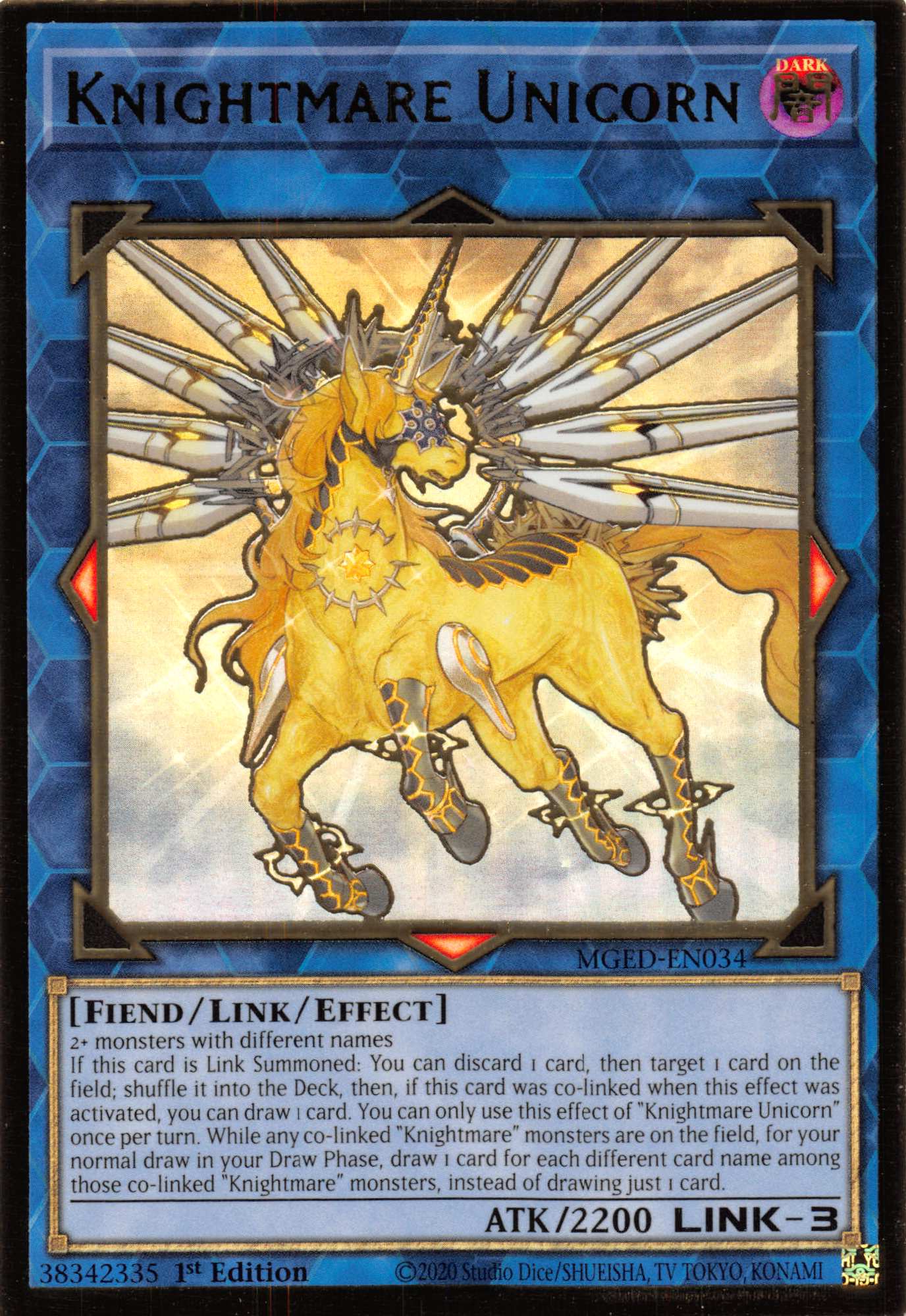 Knightmare Unicorn [MGED-EN034] Gold Rare | Exor Games Bridgewater