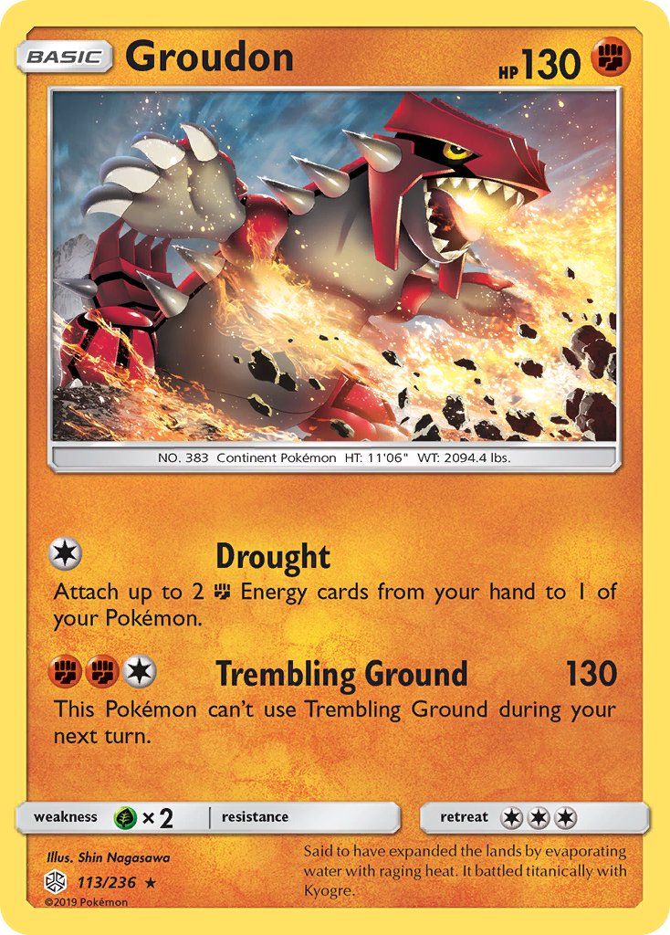 Groudon (113/236) (Cracked Ice Holo) (Theme Deck Exclusive) [Sun & Moon: Cosmic Eclipse] | Exor Games Bridgewater