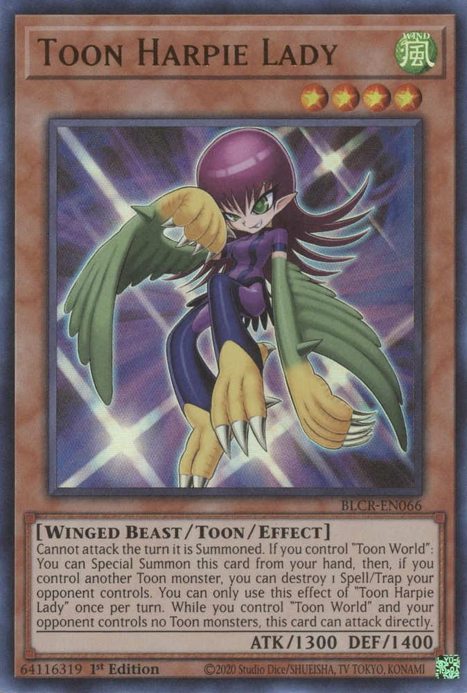 Toon Harpie Lady [BLCR-EN066] Ultra Rare | Exor Games Bridgewater