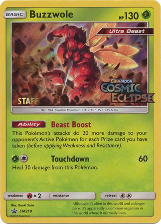 Buzzwole (SM218) (Staff Prerelease Promo) [Sun & Moon: Black Star Promos] | Exor Games Bridgewater