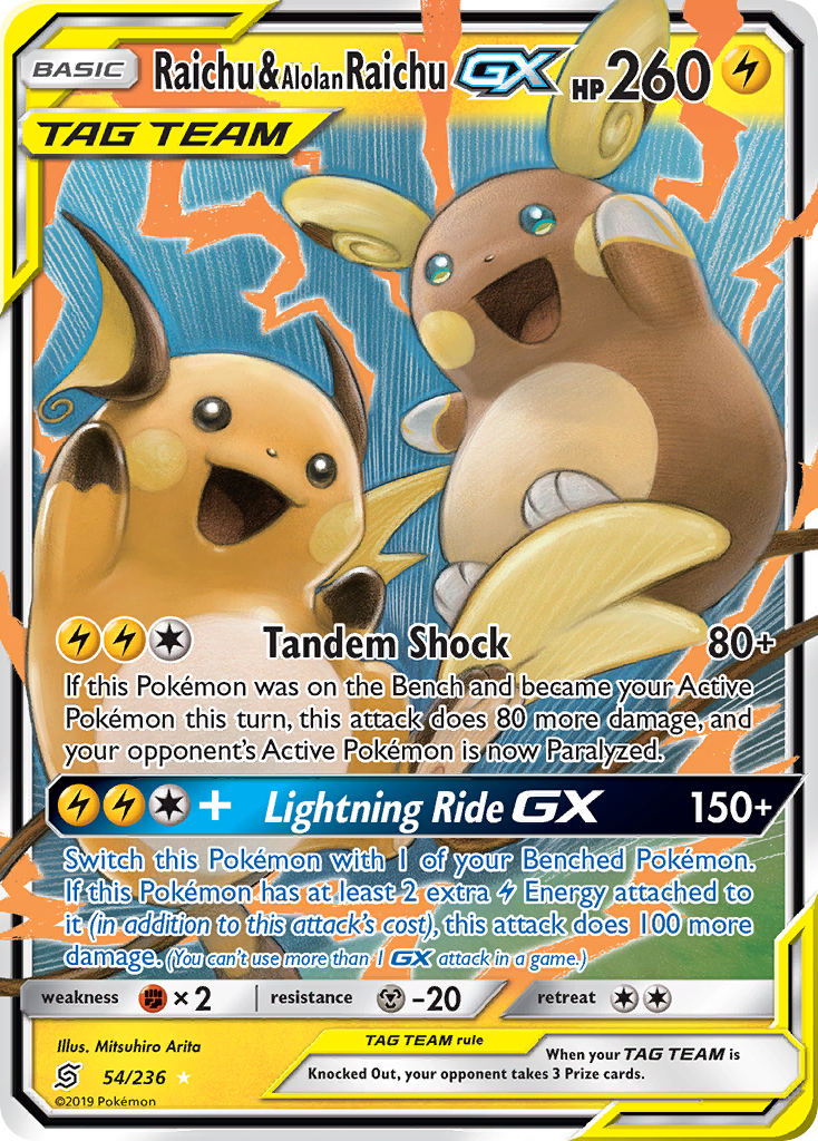 Raichu & Alolan Raichu GX (54/236) [Sun & Moon: Unified Minds] | Exor Games Bridgewater