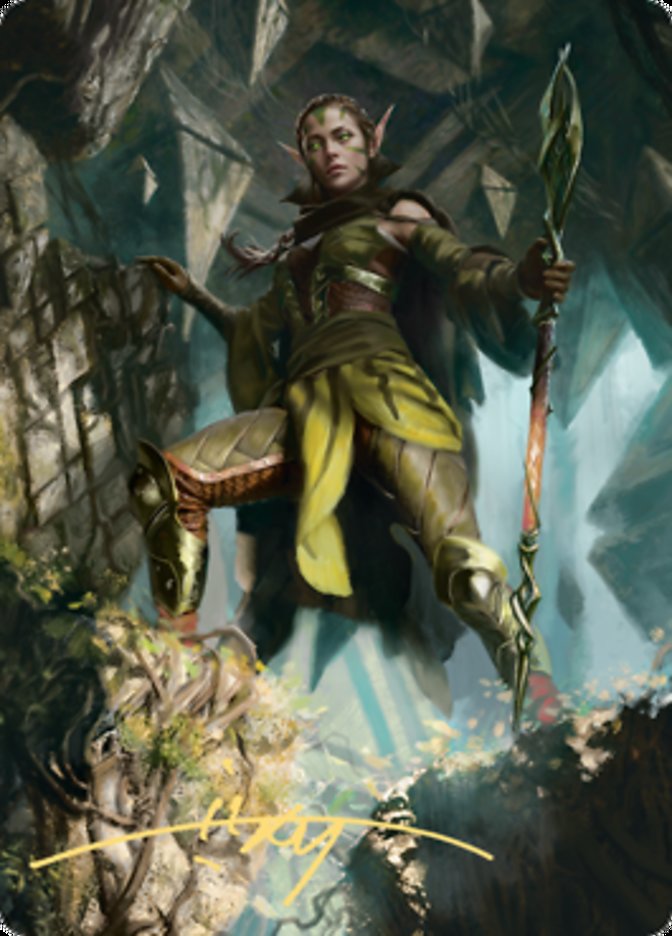 Nissa of Shadowed Boughs 1 Art Card (Gold-Stamped Signature) [Zendikar Rising Art Series] | Exor Games Bridgewater