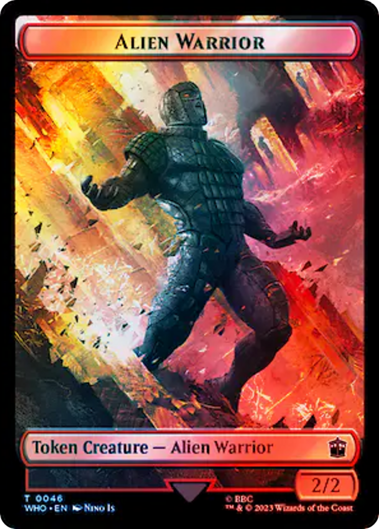 Alien // Alien Warrior Double-Sided Token (Surge Foil) [Doctor Who Tokens] | Exor Games Bridgewater