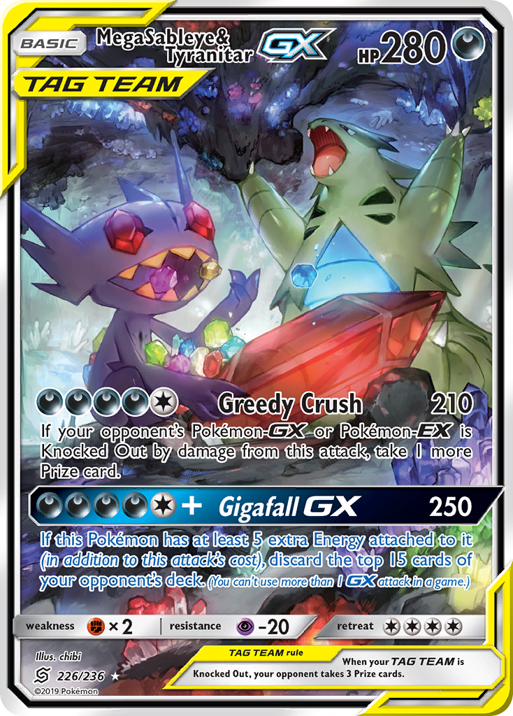 Mega Sableye & Tyranitar GX (226/236) [Sun & Moon: Unified Minds] | Exor Games Bridgewater