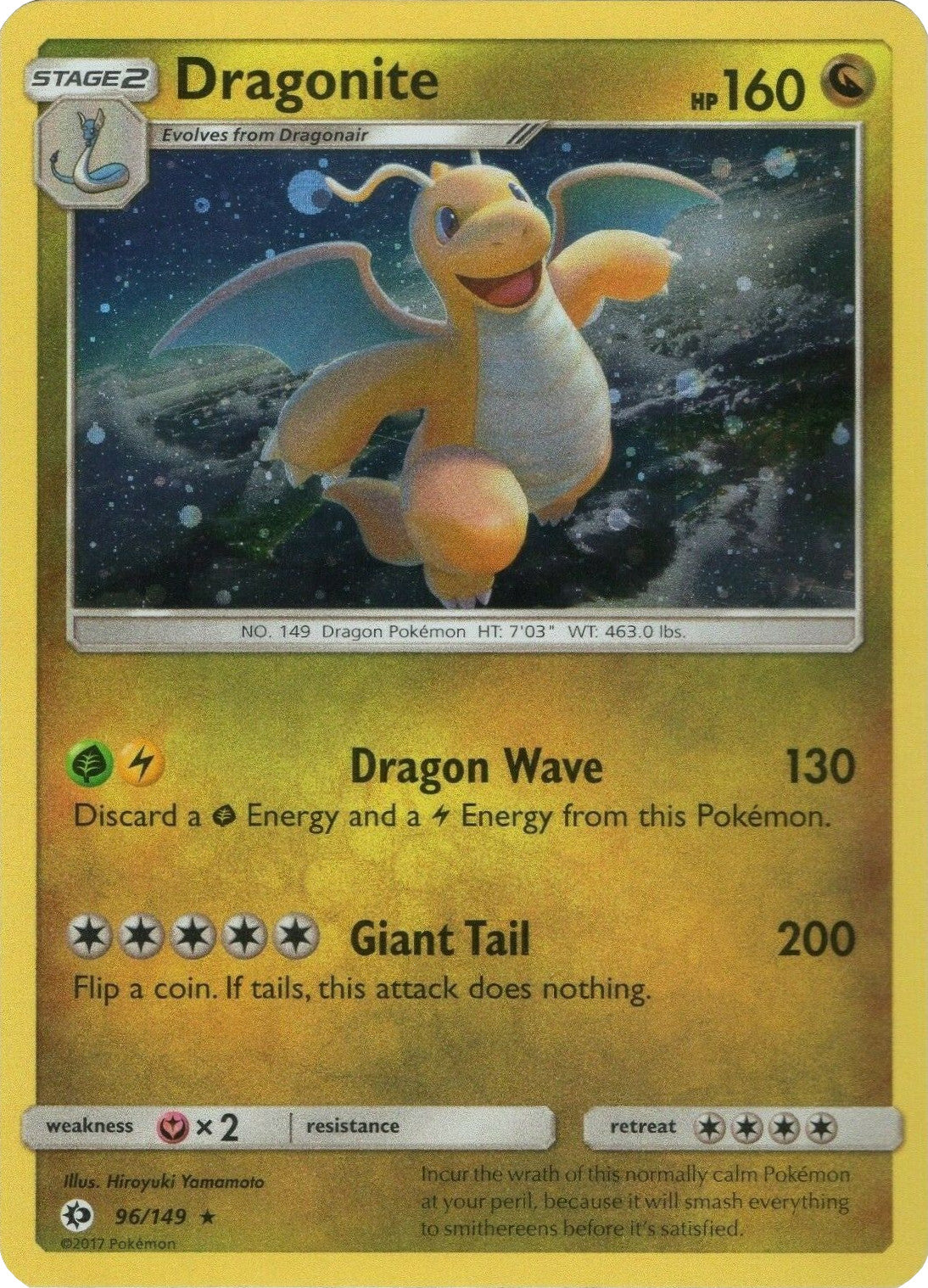 Dragonite (96/149) (Cosmos Holo) [Sun & Moon: Base Set] | Exor Games Bridgewater