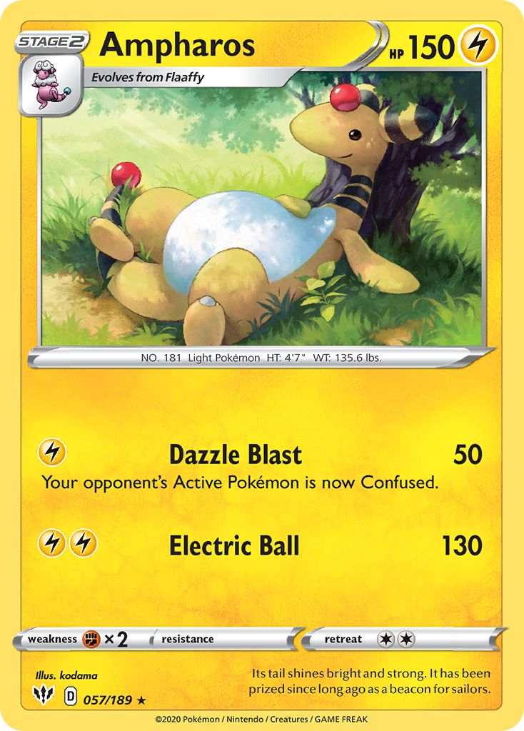 Ampharos (057/189) [Sword & Shield: Darkness Ablaze] | Exor Games Bridgewater