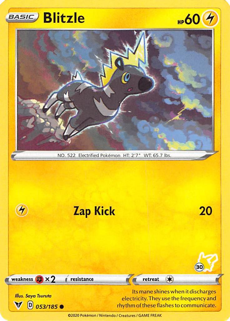 Blitzle (053/185) (Pikachu Stamp #30) [Battle Academy 2022] | Exor Games Bridgewater