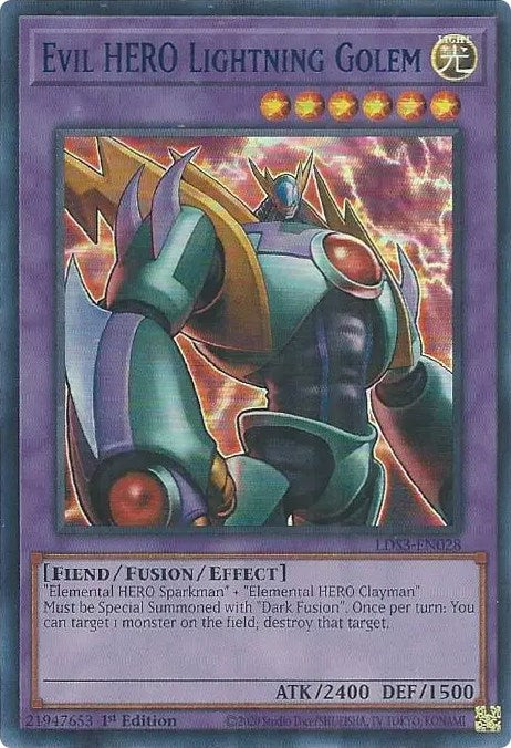 Evil HERO Lightning Golem (Blue) [LDS3-EN028] Ultra Rare | Exor Games Bridgewater