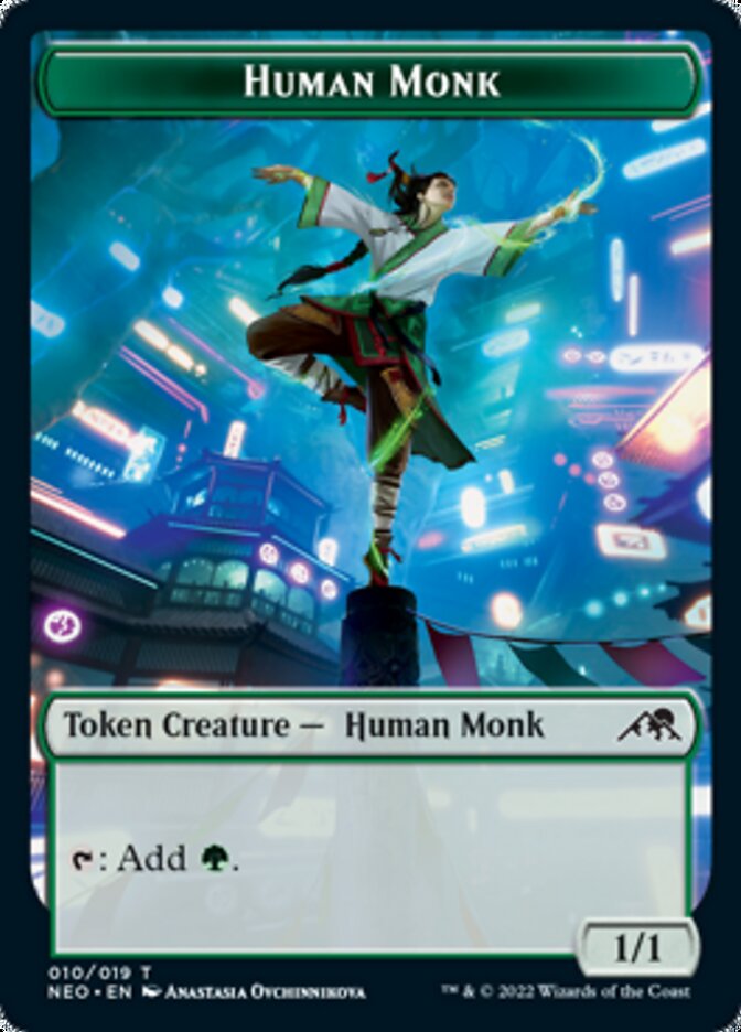 Spirit (002) // Human Monk Double-sided Token [Kamigawa: Neon Dynasty Tokens] | Exor Games Bridgewater