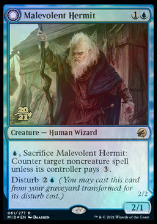 Malevolent Hermit // Benevolent Geist [Innistrad: Midnight Hunt Prerelease Promos] | Exor Games Bridgewater