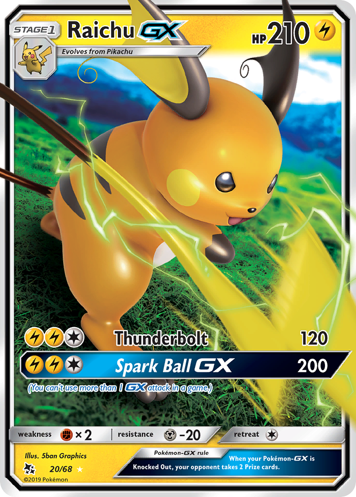 Raichu GX (20/68) [Sun & Moon: Hidden Fates] | Exor Games Bridgewater