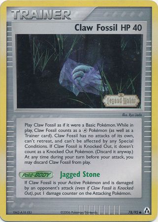 Claw Fossil (78/92) (Stamped) [EX: Legend Maker] | Exor Games Bridgewater