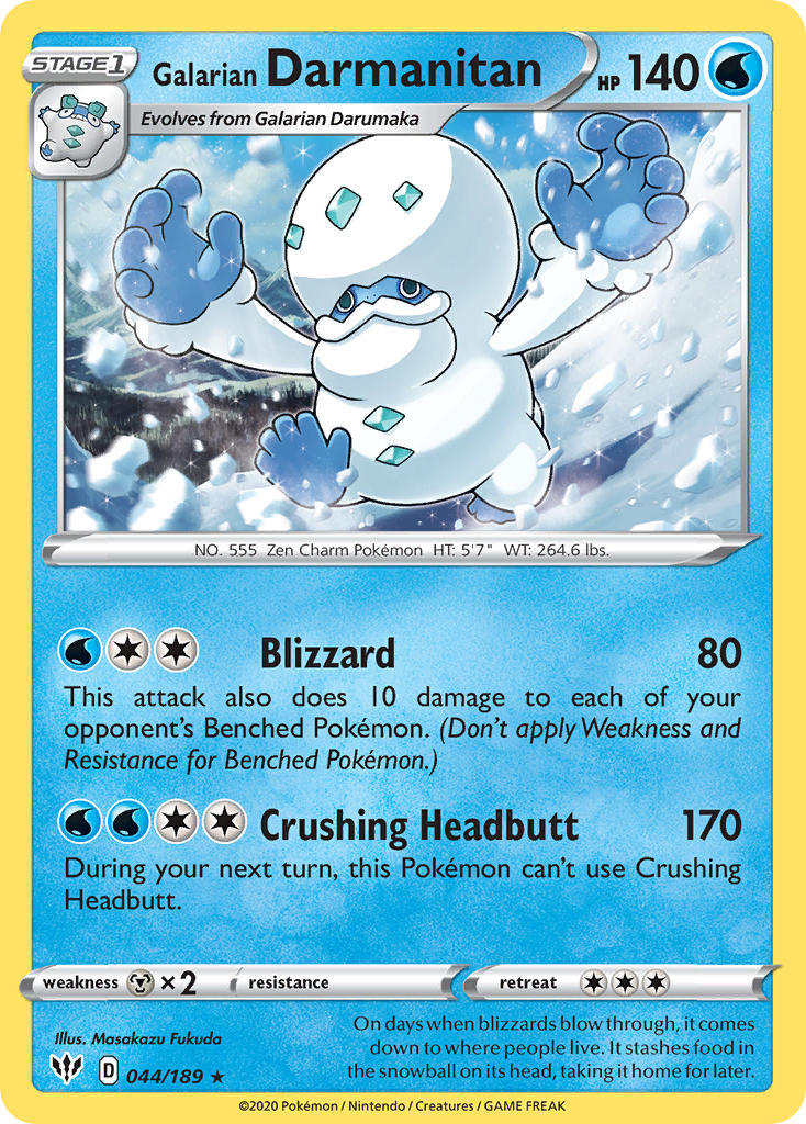 Galarian Darmanitan (044/189) (Cracked Ice Holo) (Theme Deck Exclusive) [Sword & Shield: Darkness Ablaze] | Exor Games Bridgewater