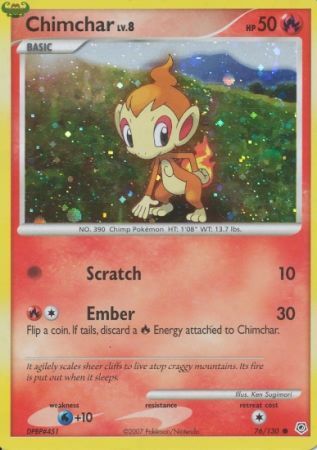 Chimchar (76/130) (Cosmos Holo) [Diamond & Pearl: Base Set] | Exor Games Bridgewater