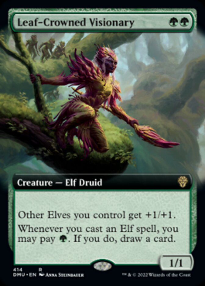 Leaf-Crowned Visionary (Extended Art) [Dominaria United] | Exor Games Bridgewater