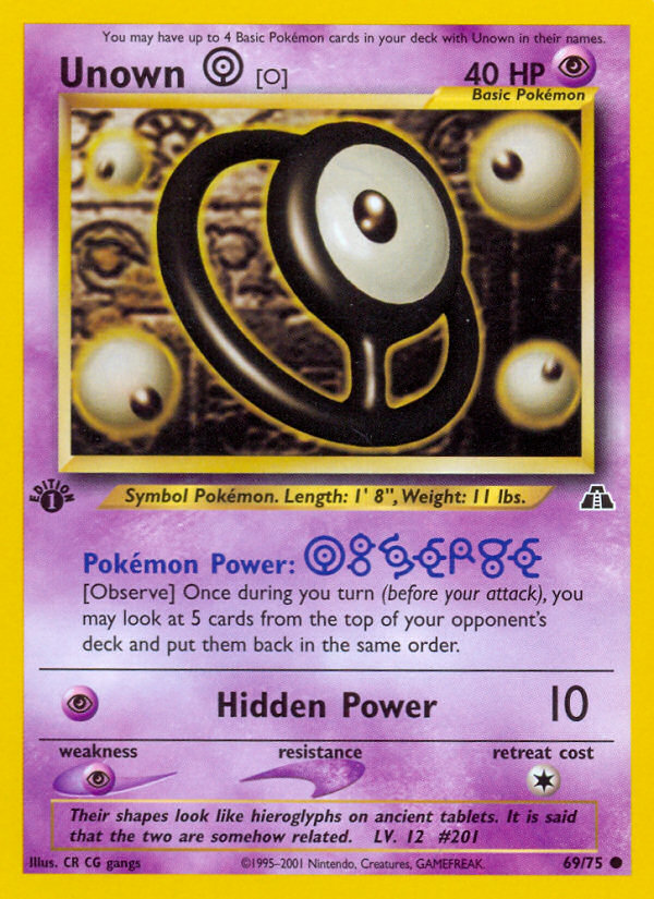 Unown [O] (69/75) [Neo Discovery 1st Edition] | Exor Games Bridgewater