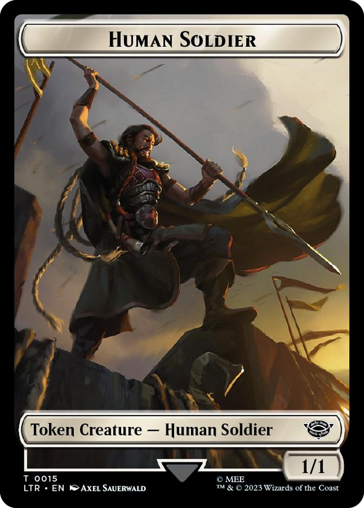 Human Soldier (0015) // Food (0024) Double-Sided Token (Surge Foil) [The Lord of the Rings: Tales of Middle-Earth Tokens] | Exor Games Bridgewater