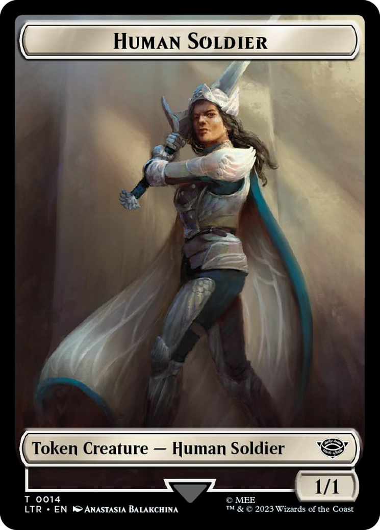 Human Soldier (0014) // Food (0024) Double-Sided Token (Surge Foil) [The Lord of the Rings: Tales of Middle-Earth Tokens] | Exor Games Bridgewater