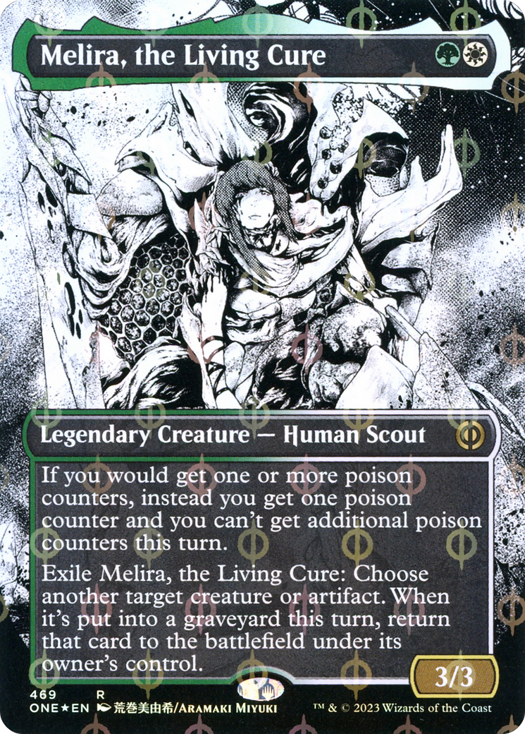 Melira, the Living Cure (Borderless Manga Step-and-Compleat Foil) [Phyrexia: All Will Be One] | Exor Games Bridgewater