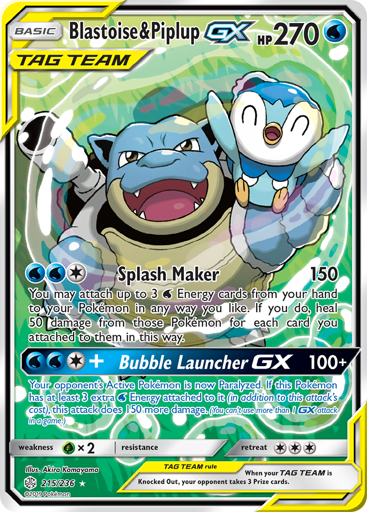 Blastoise & Piplup GX (215/236) [Sun & Moon: Cosmic Eclipse] | Exor Games Bridgewater