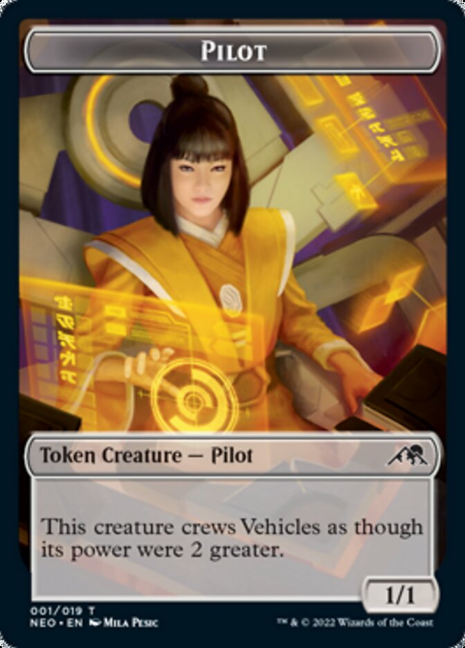 Myr // Pilot Double-sided Token [Kamigawa: Neon Dynasty Commander Tokens] | Exor Games Bridgewater