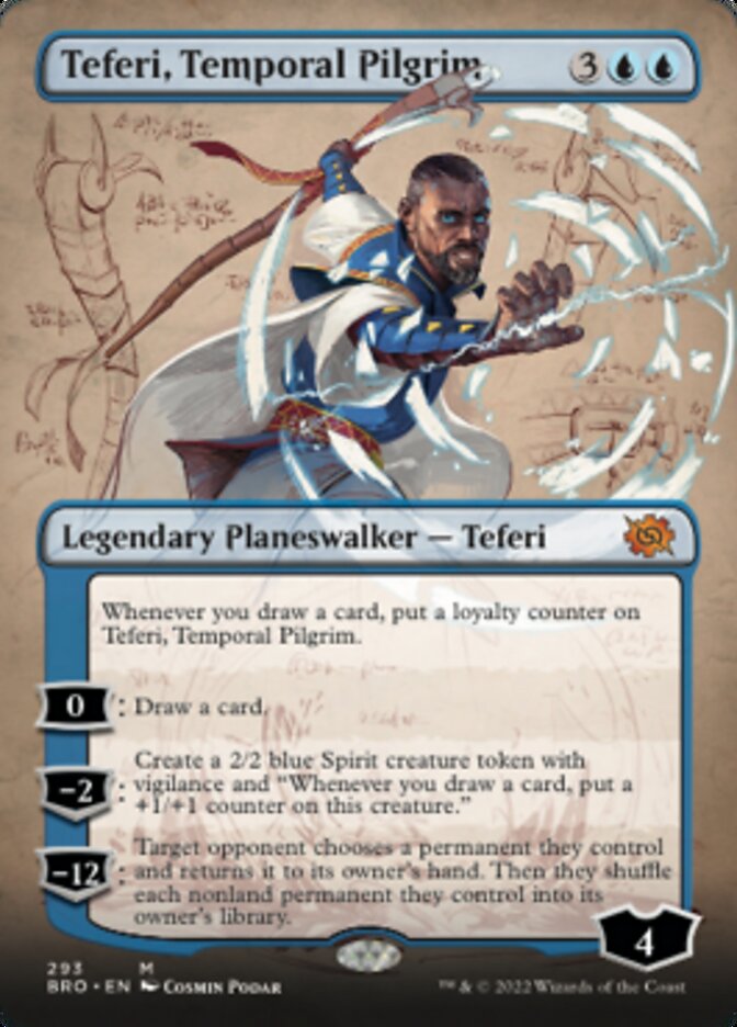 Teferi, Temporal Pilgrim (Borderless Alternate Art) [The Brothers' War] | Exor Games Bridgewater