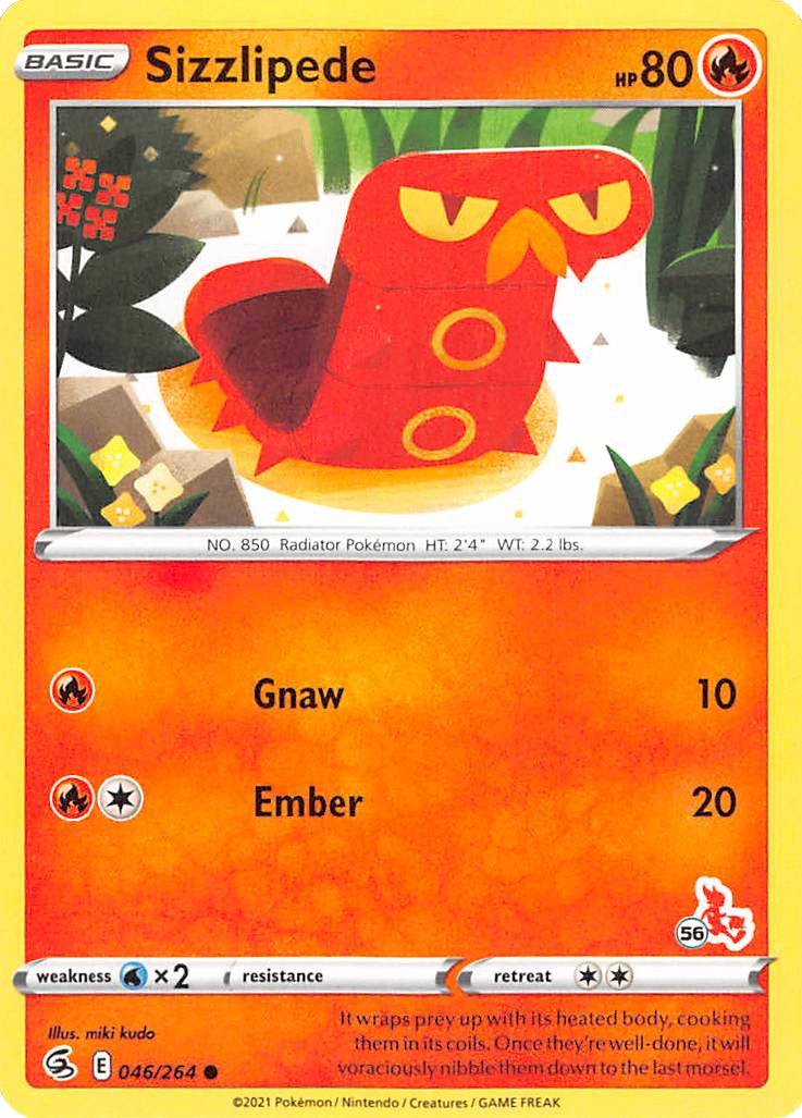 Sizzlipede (046/264) (Cinderace Stamp #56) [Battle Academy 2022] | Exor Games Bridgewater