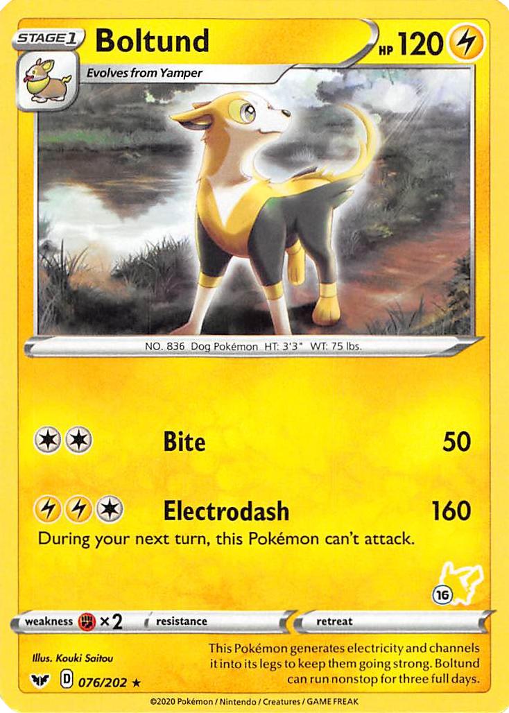 Boltund (076/202) (Pikachu Stamp #16) [Battle Academy 2022] | Exor Games Bridgewater