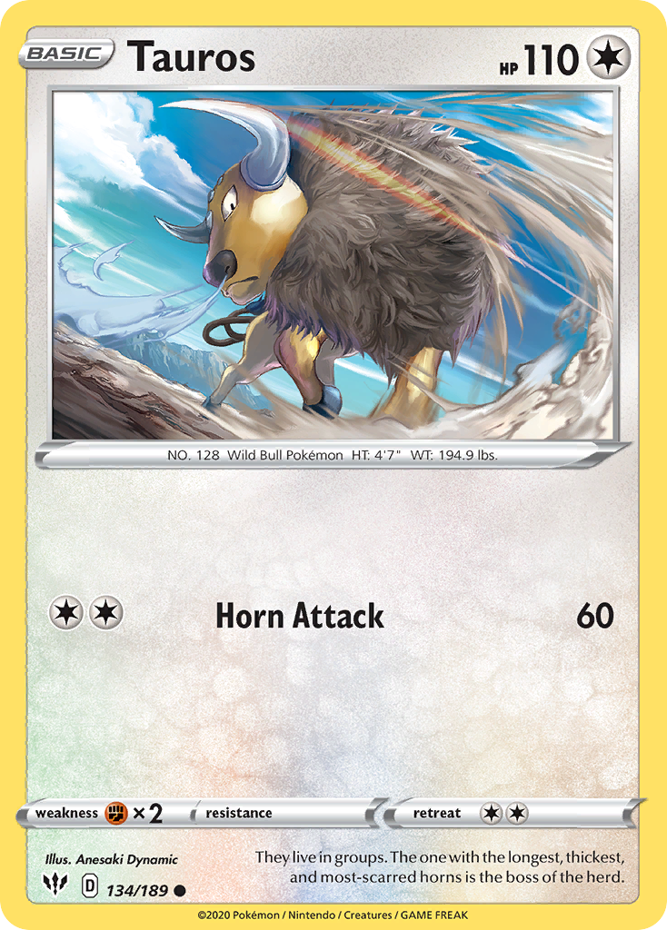 Tauros (134/189) [Sword & Shield: Darkness Ablaze] | Exor Games Bridgewater