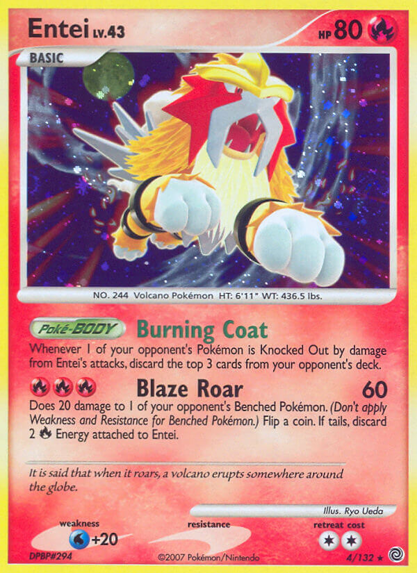 Entei (4/132) (Cracked Ice Holo) [Diamond & Pearl: Secret Wonders] | Exor Games Bridgewater