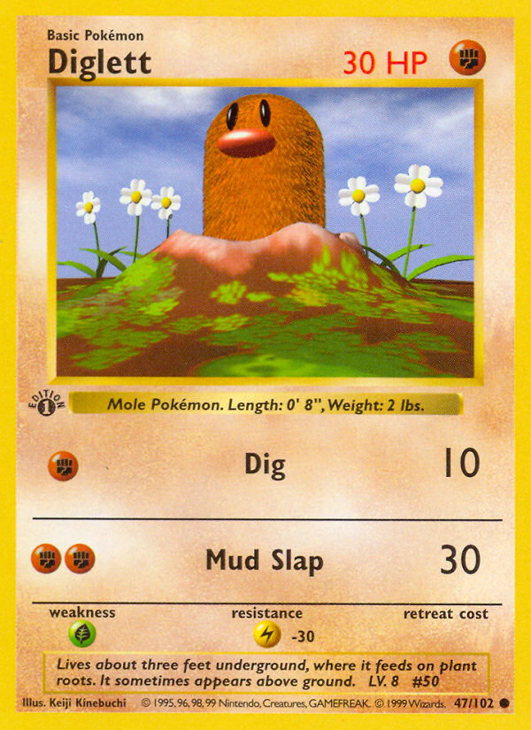 Diglett (47/102) (Shadowless) [Base Set 1st Edition] | Exor Games Bridgewater