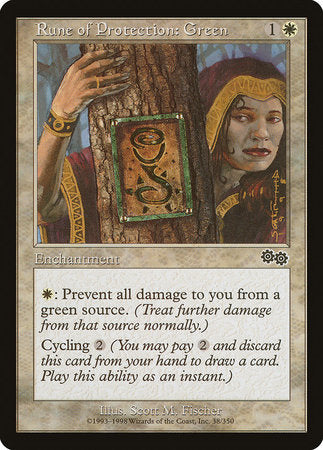 Rune of Protection: Green [Urza's Saga] | Exor Games Bridgewater