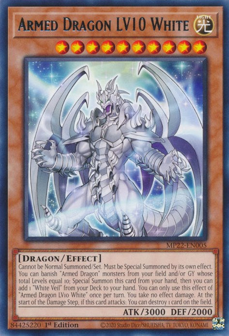 Armed Dragon LV10 White [MP22-EN005] Rare | Exor Games Bridgewater