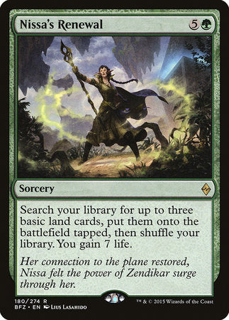 Nissa's Renewal [Battle for Zendikar] | Exor Games Bridgewater