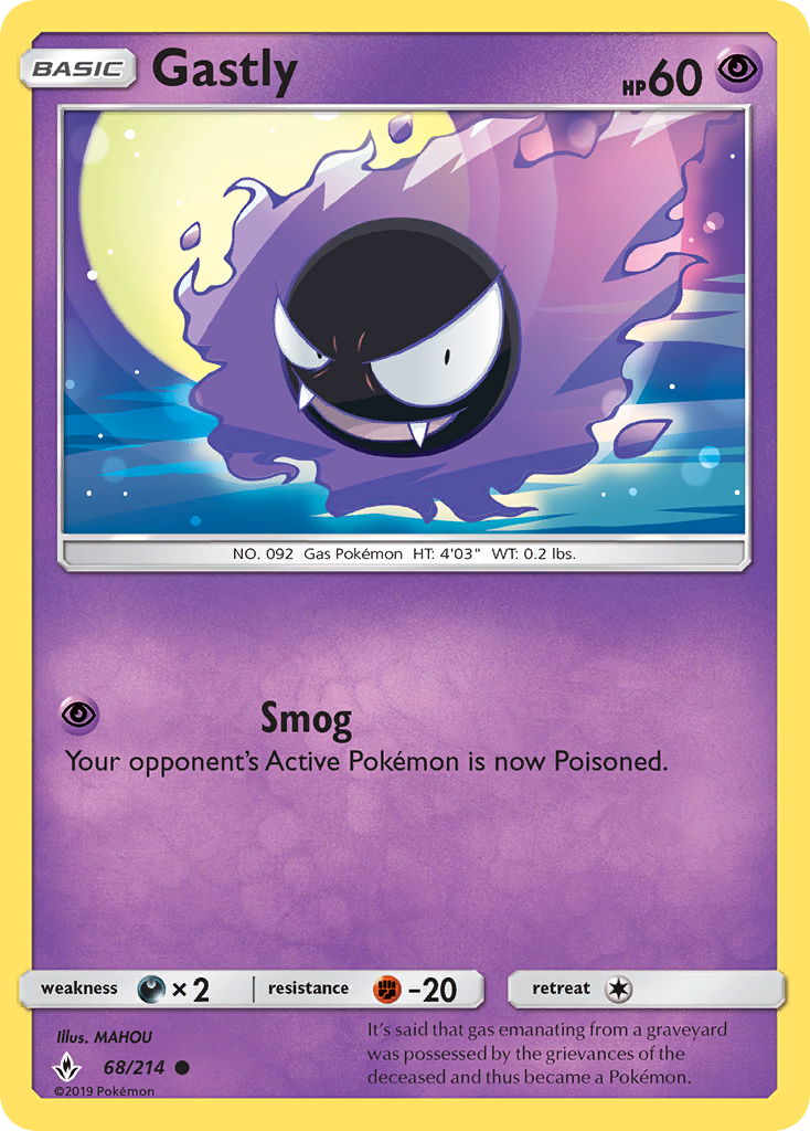 Gastly (68/214) [Sun & Moon: Unbroken Bonds] | Exor Games Bridgewater