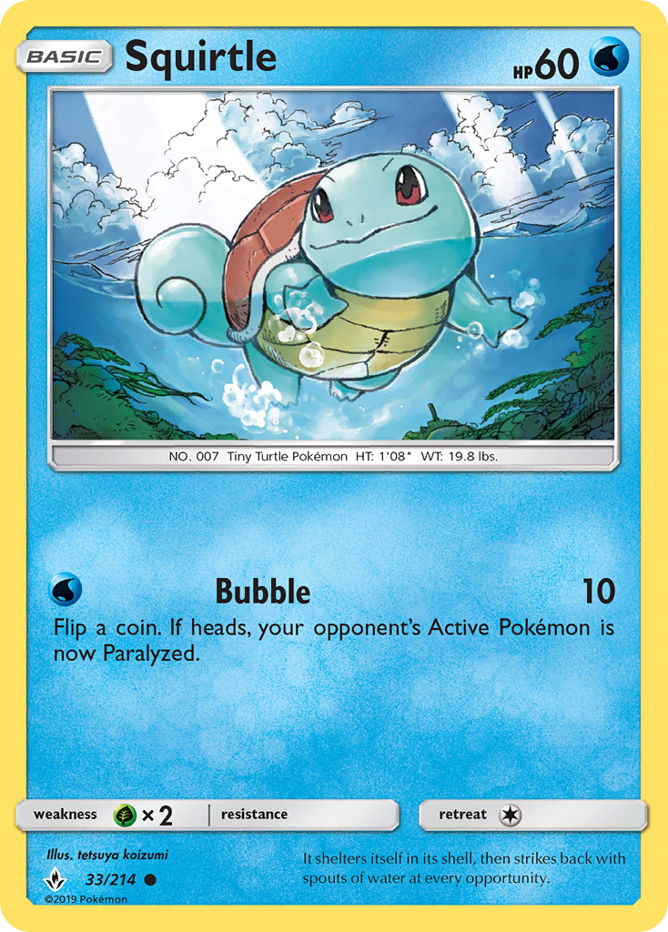 Squirtle (33/214) [Sun & Moon: Unbroken Bonds] | Exor Games Bridgewater