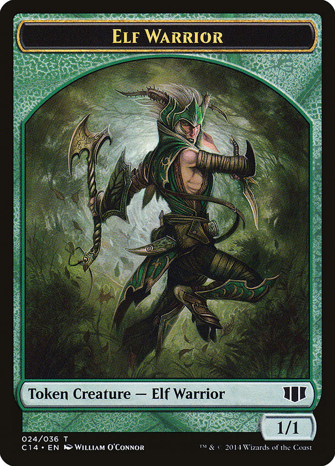 Elephant // Elf Warrior Double-sided Token [Commander 2014 Tokens] | Exor Games Bridgewater