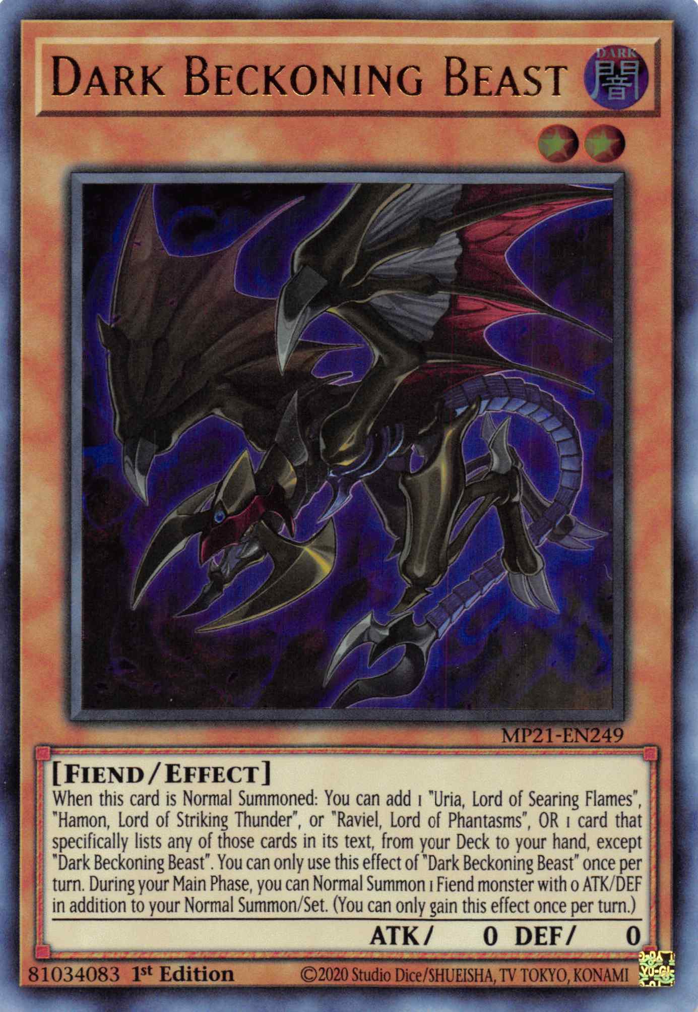 Dark Beckoning Beast [MP21-EN249] Ultra Rare | Exor Games Bridgewater