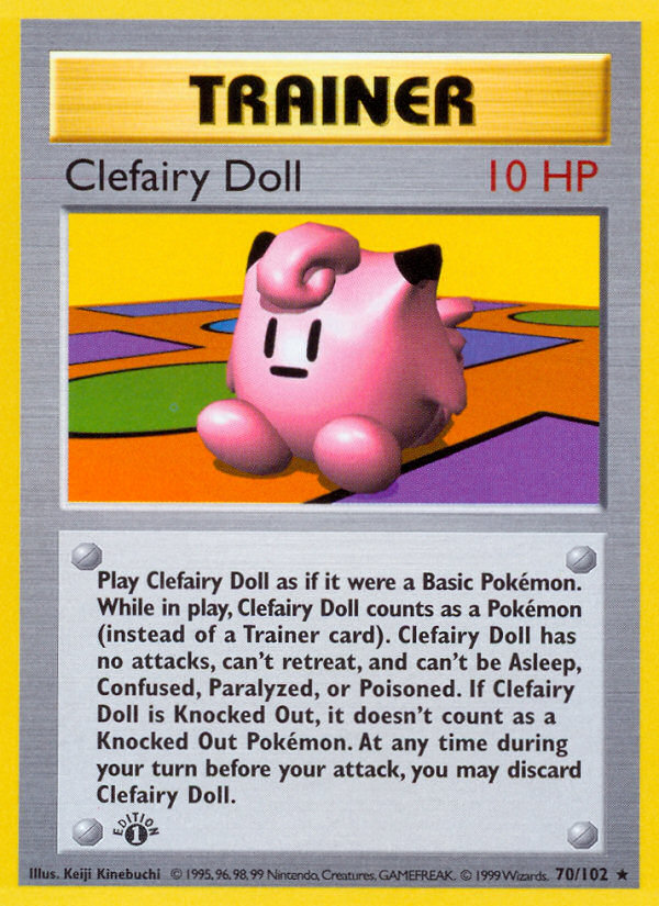 Clefairy Doll (70/102) (Shadowless) [Base Set 1st Edition] | Exor Games Bridgewater