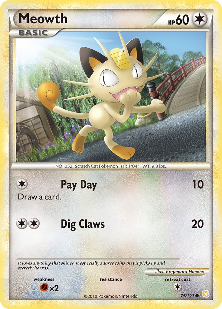 Meowth (75/123) [HeartGold & SoulSilver: Base Set] | Exor Games Bridgewater