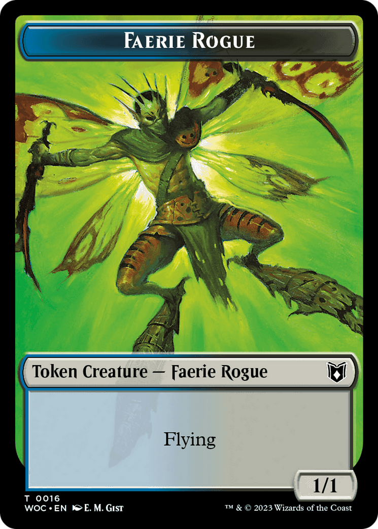 Faerie Rogue // Faerie (0016) Double-Sided Token [Wilds of Eldraine Commander Tokens] | Exor Games Bridgewater