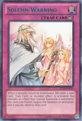 Solemn Warning (Green) [DL18-EN019] Rare | Exor Games Bridgewater