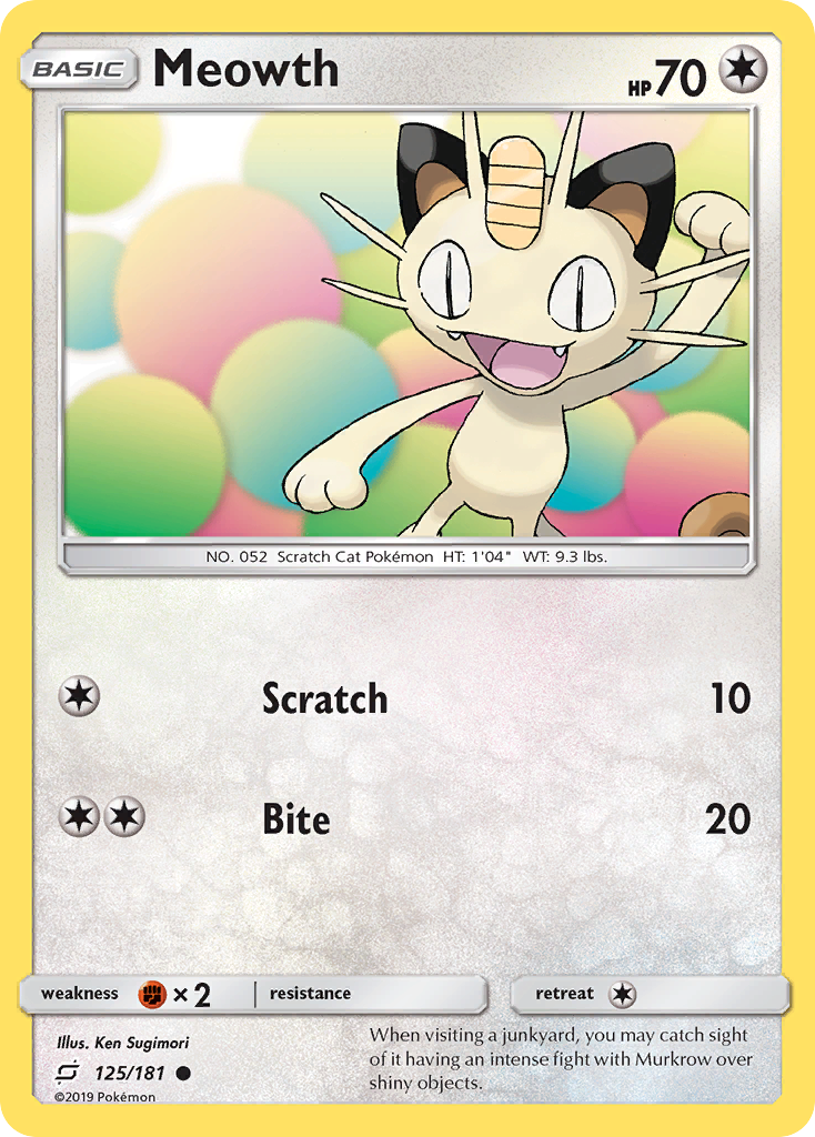 Meowth (125/181) [Sun & Moon: Team Up] | Exor Games Bridgewater